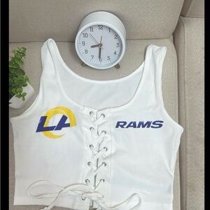 White Lace-Up Rams Tank Top